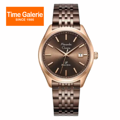 Alexandre Christie ALCW1040MDBROBO Brown Dial Stainless Strap Analog Men Watch